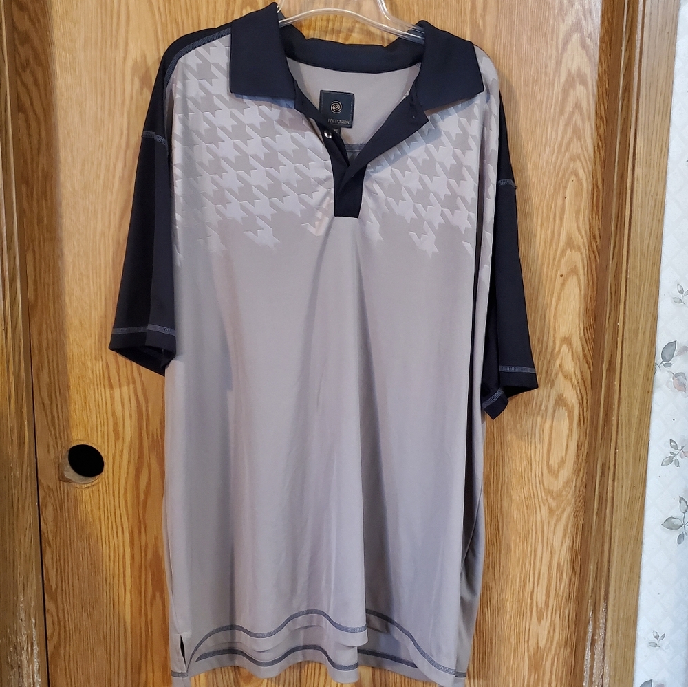 F/X Fusion star polo shirt tan and black  polyester size XXL